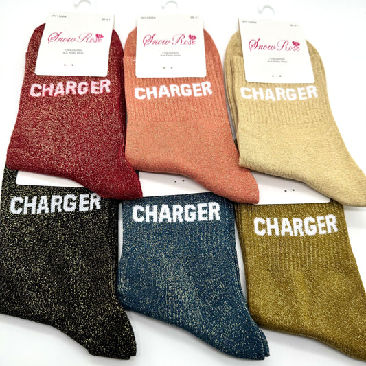 Chaussettes à Paillettes à Message " Charger "