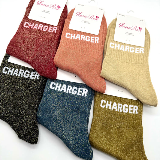 Chaussettes à Paillettes à Message " Charger "