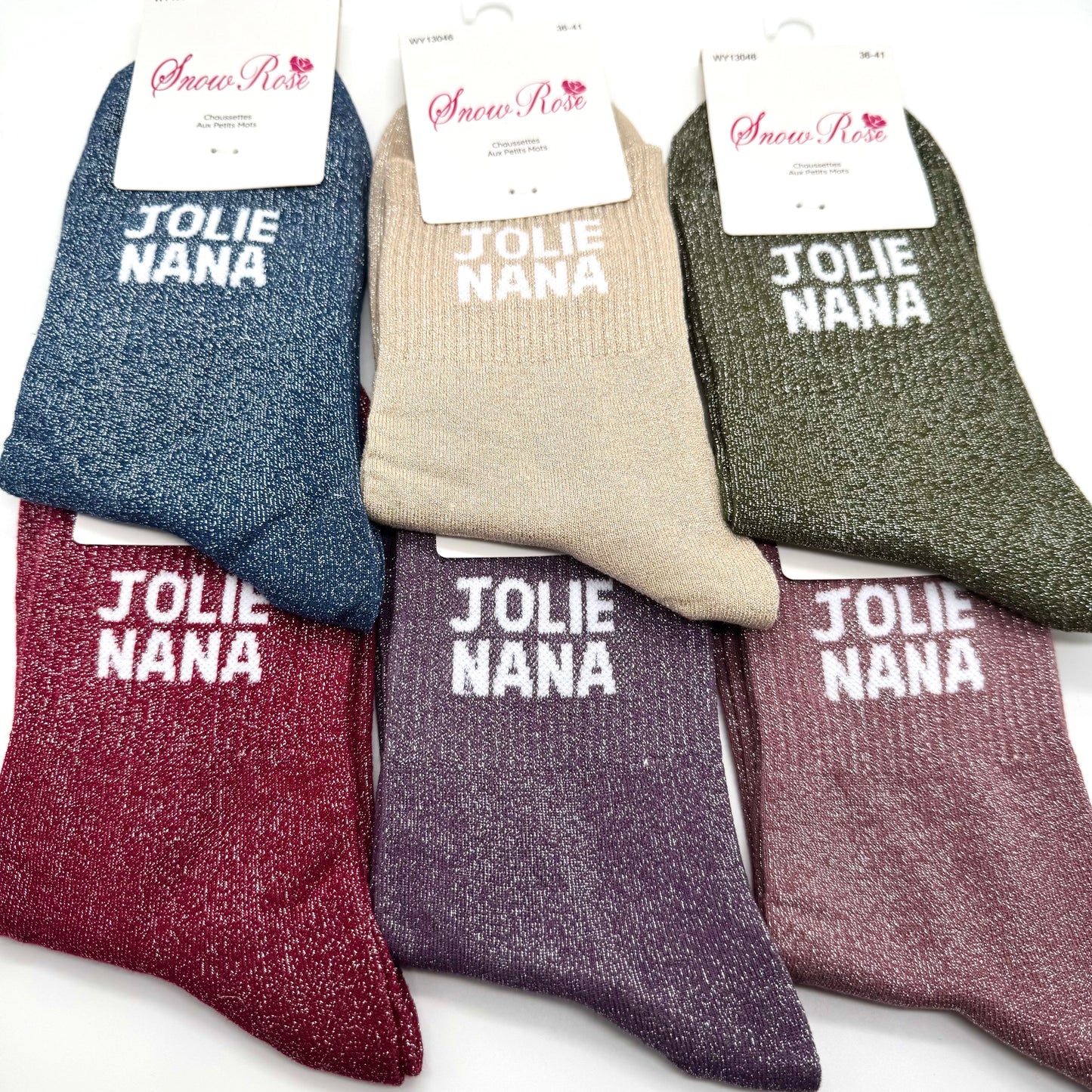 Chaussettes à Paillettes à Message " Jolie Nana "