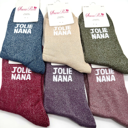 Chaussettes à Paillettes à Message " Jolie Nana "