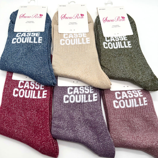 Chaussettes à Paillettes à Message " Casse Couille "