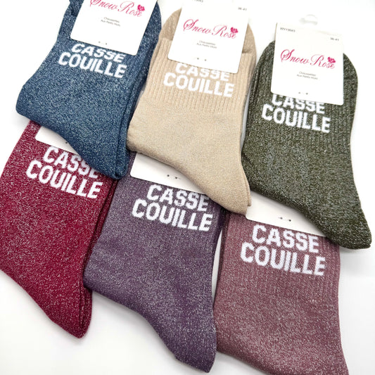 Chaussettes à Paillettes à Message " Casse Couille "