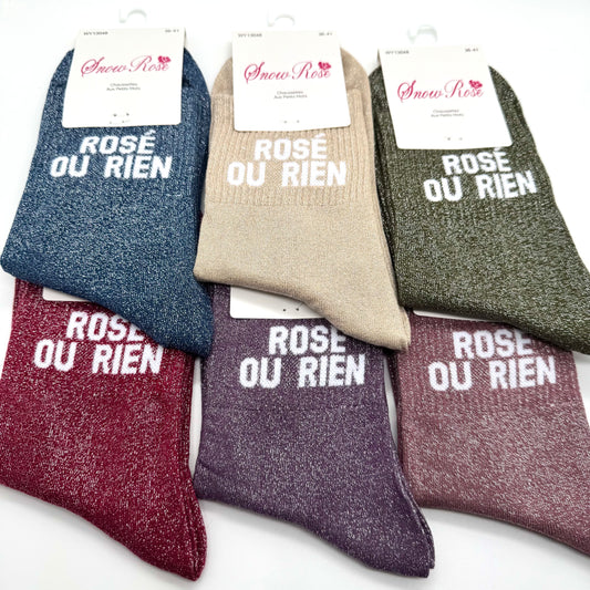 Chaussettes à Paillettes à Message " Rosé ou Rien "