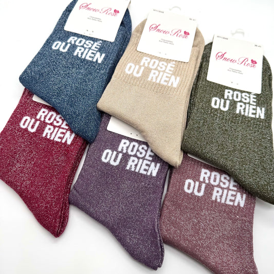 Chaussettes à Paillettes à Message " Rosé ou Rien "
