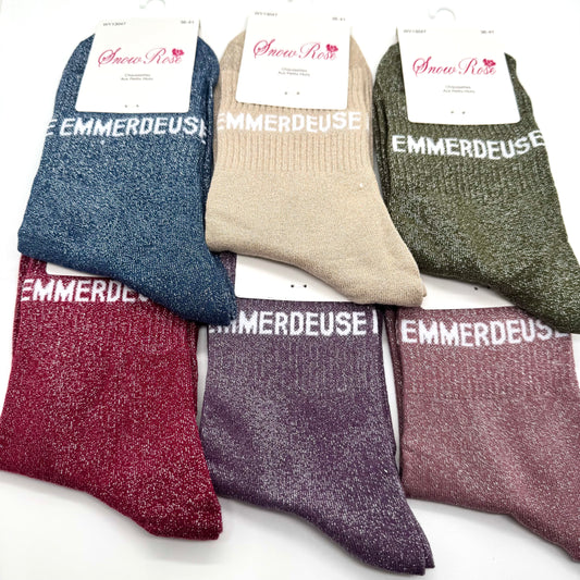 Chaussettes à Paillettes à Message " Emmerdeuse "