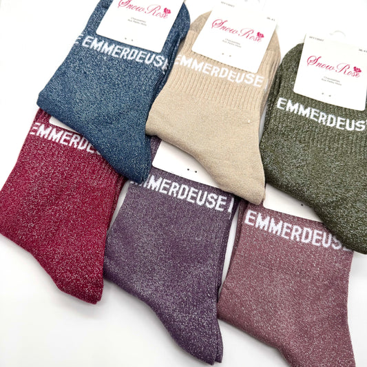 Chaussettes à Paillettes à Message " Emmerdeuse "