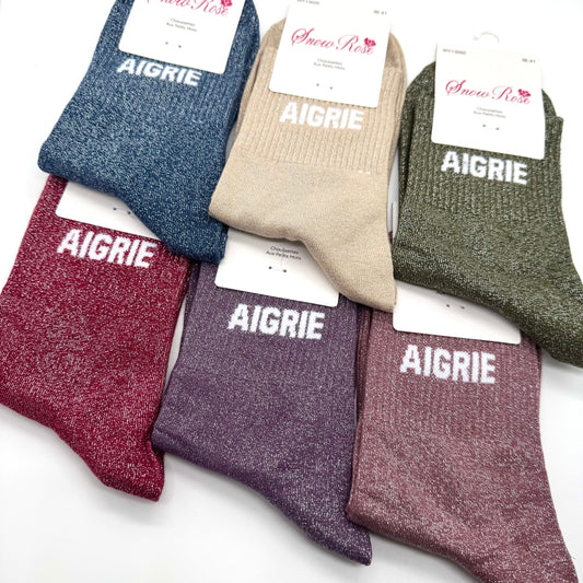Chaussettes à Paillettes à Message " Aigrie "