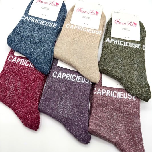 Chaussettes à Paillettes à Message " Capricieuse "
