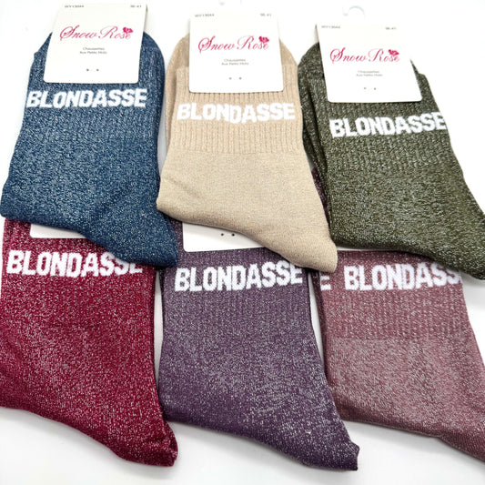 Chaussettes à Paillettes à Message " Blondasse "