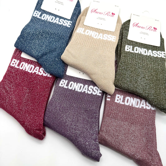 Chaussettes à Paillettes à Message " Blondasse "