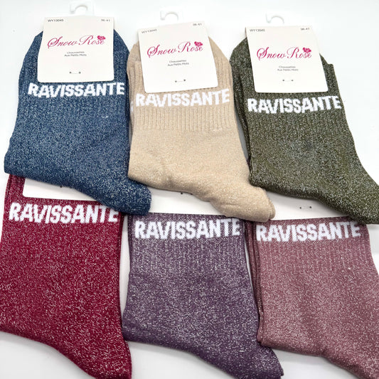 Chaussettes à Paillettes à Message " Ravissante "