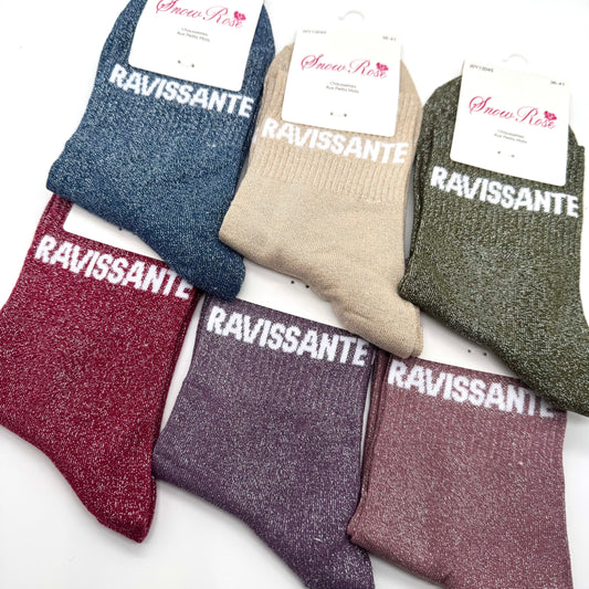 Chaussettes à Paillettes à Message " Ravissante "