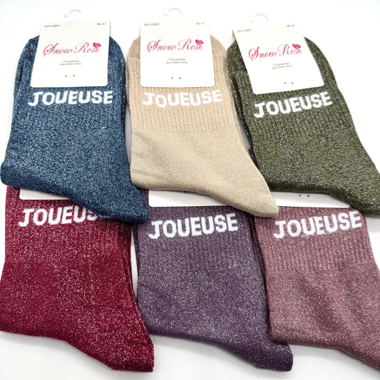 Chaussettes à Paillettes à Message " Joueuse "