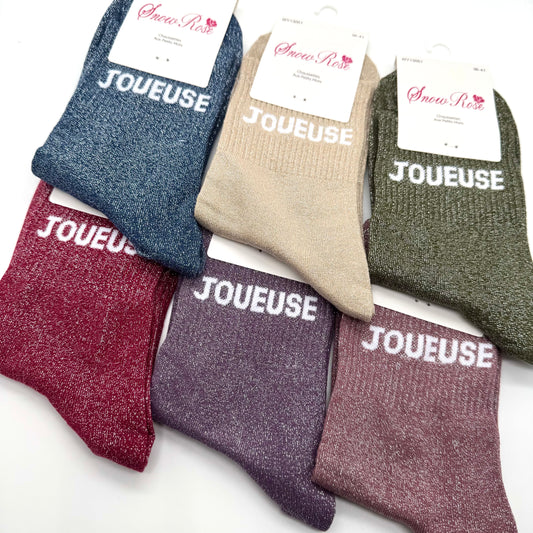 Chaussettes à Paillettes à Message " Joueuse "