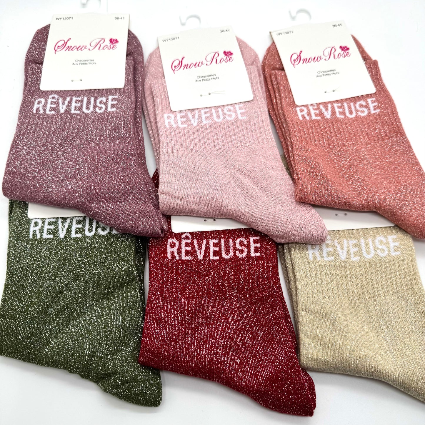 Chaussettes à Paillettes à Message " Rêveuse "