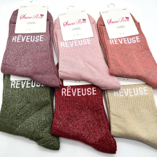 Chaussettes à Paillettes à Message " Rêveuse "