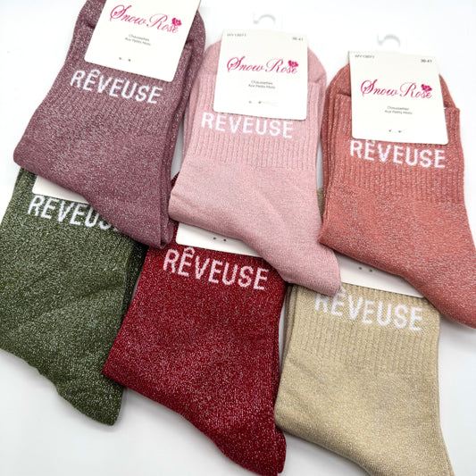 Chaussettes à Paillettes à Message " Rêveuse "