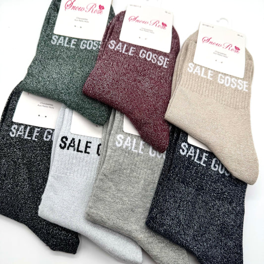 Chaussettes à Paillettes à Message " Sale gosse "