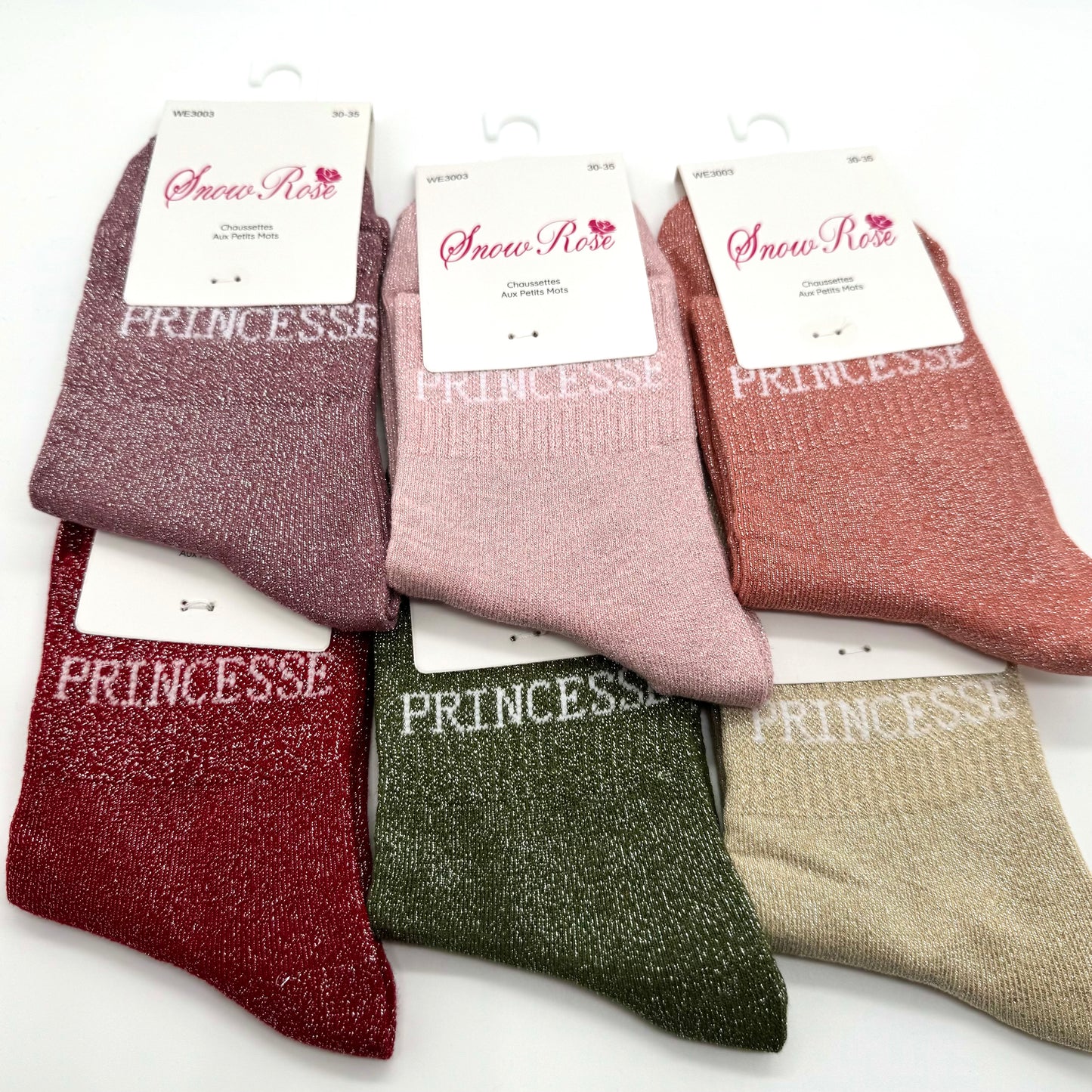 đ Chaussettes ENFANT Ă Paillettes Ă Message " Princesse "