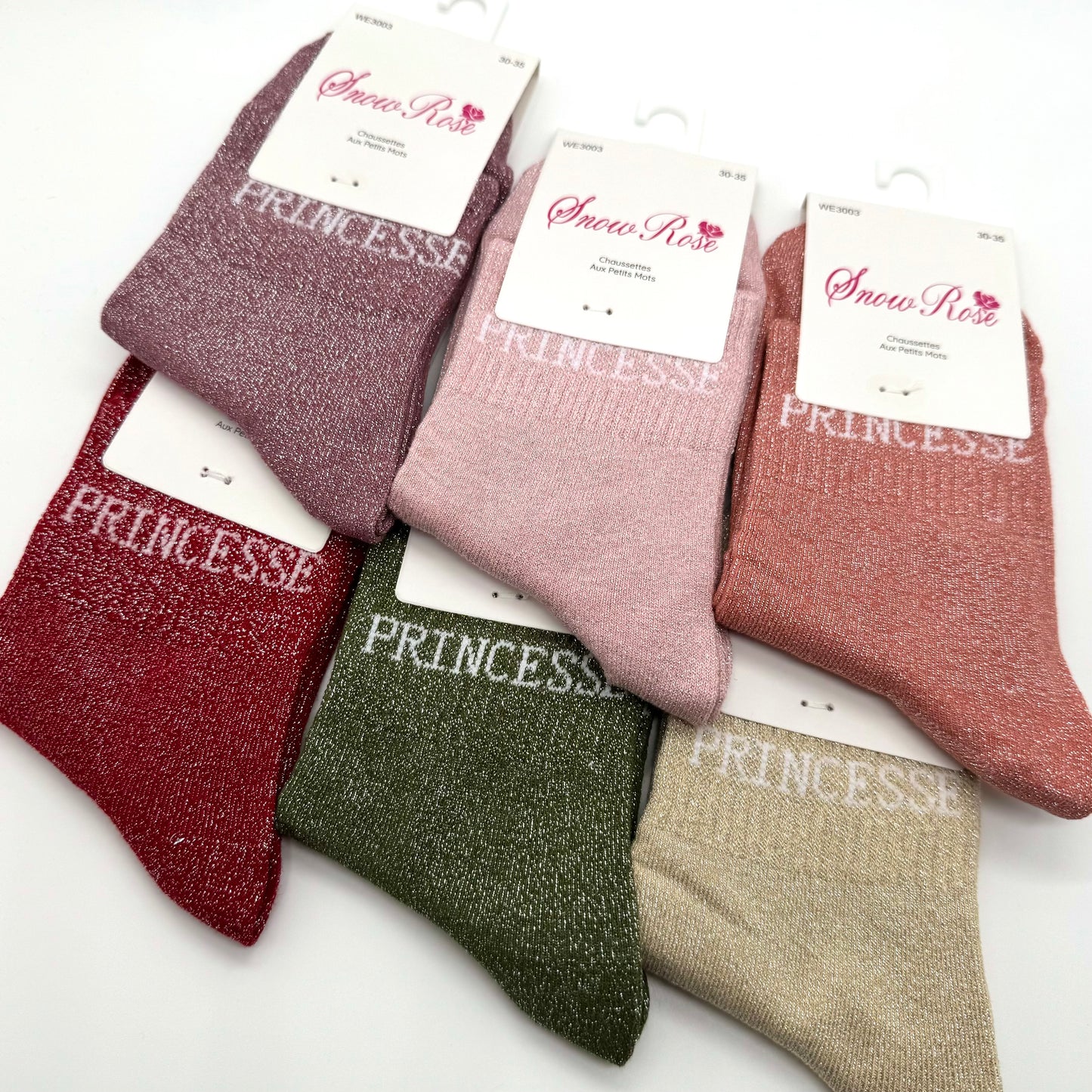 đ Chaussettes ENFANT Ă Paillettes Ă Message " Princesse "