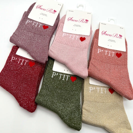 💖 Chaussettes ENFANT à Paillettes à Message " P'tit ♥️ "