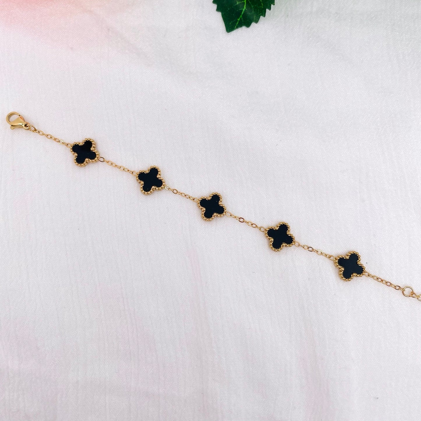 Bracelet 5 Trèfles noir