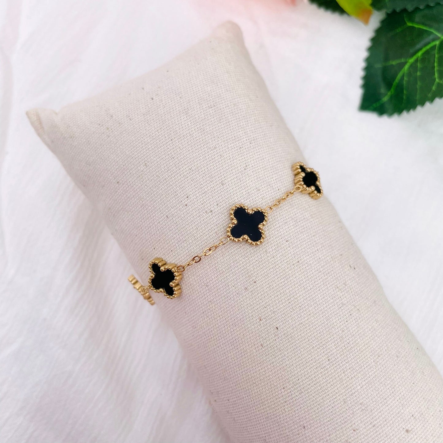 Bracelet 5 Trèfles noir