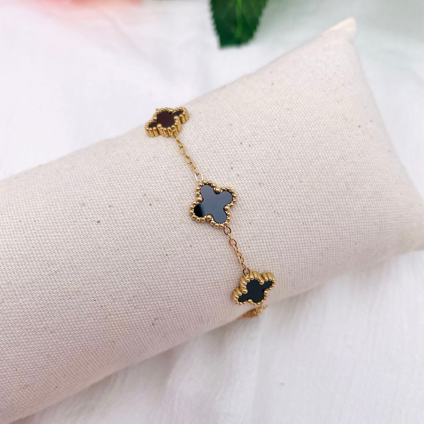 Bracelet 5 Trèfles noir