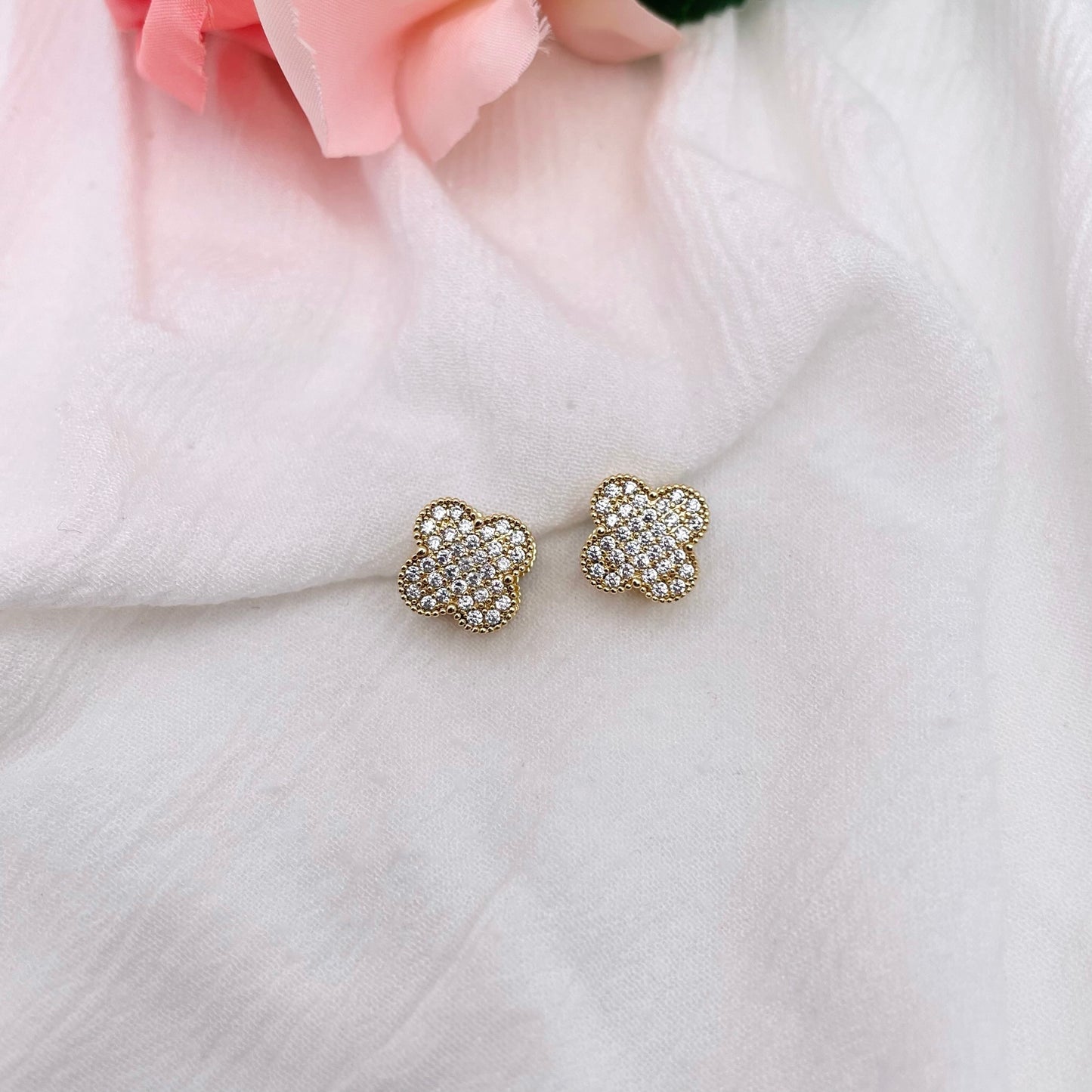 Boucles D'oreilles Trèfle double face