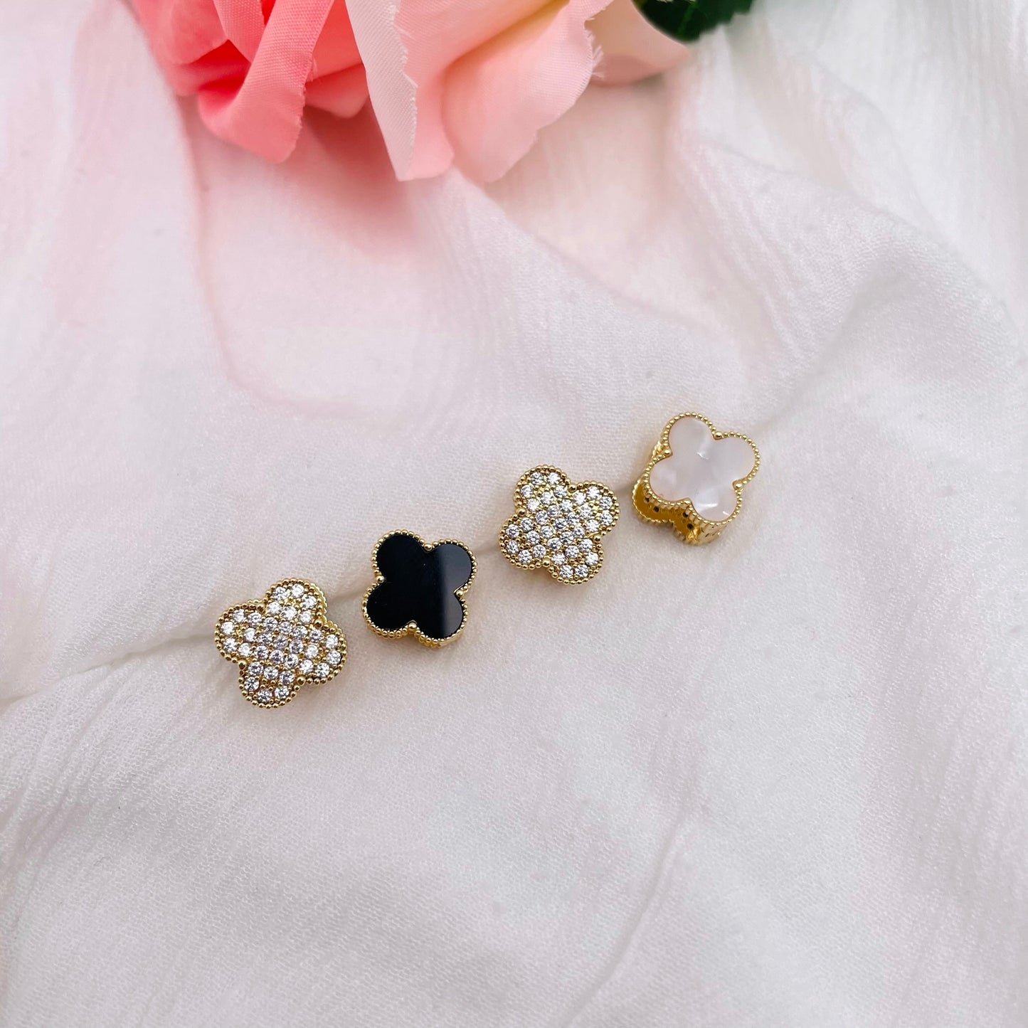 Boucles D'oreilles Trèfle double face