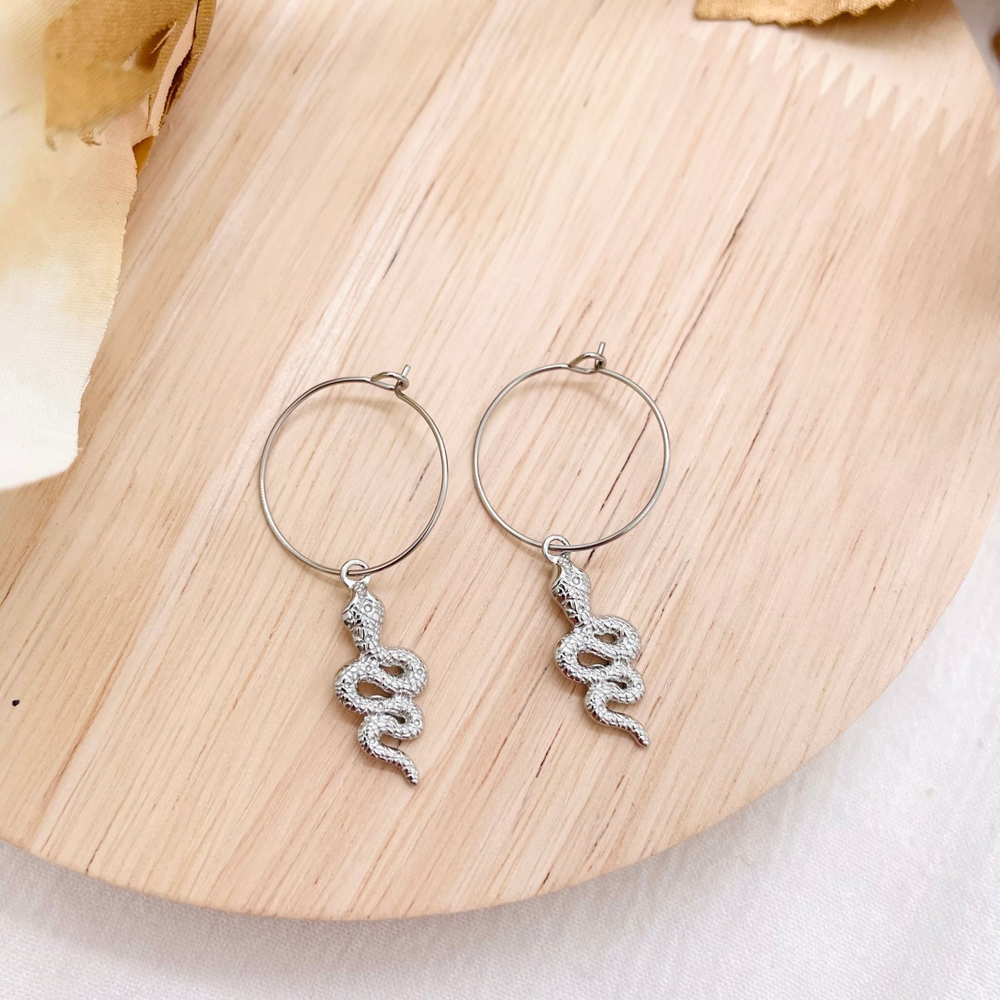 Boucles d'oreilles créoles Serpent
