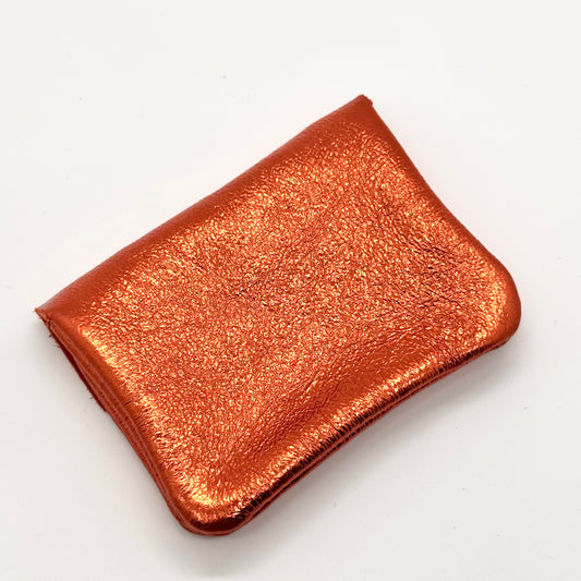 Porte-monnaie en cuir véritable irisé orange