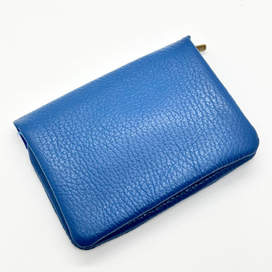 Porte-monnaie en cuir véritable bleu