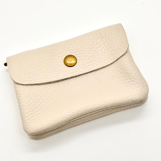 Porte-monnaie en cuir véritable beige