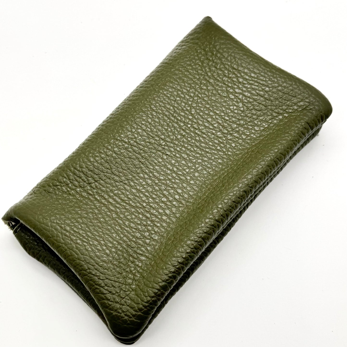 Porte-monnaie en cuir véritable kaki