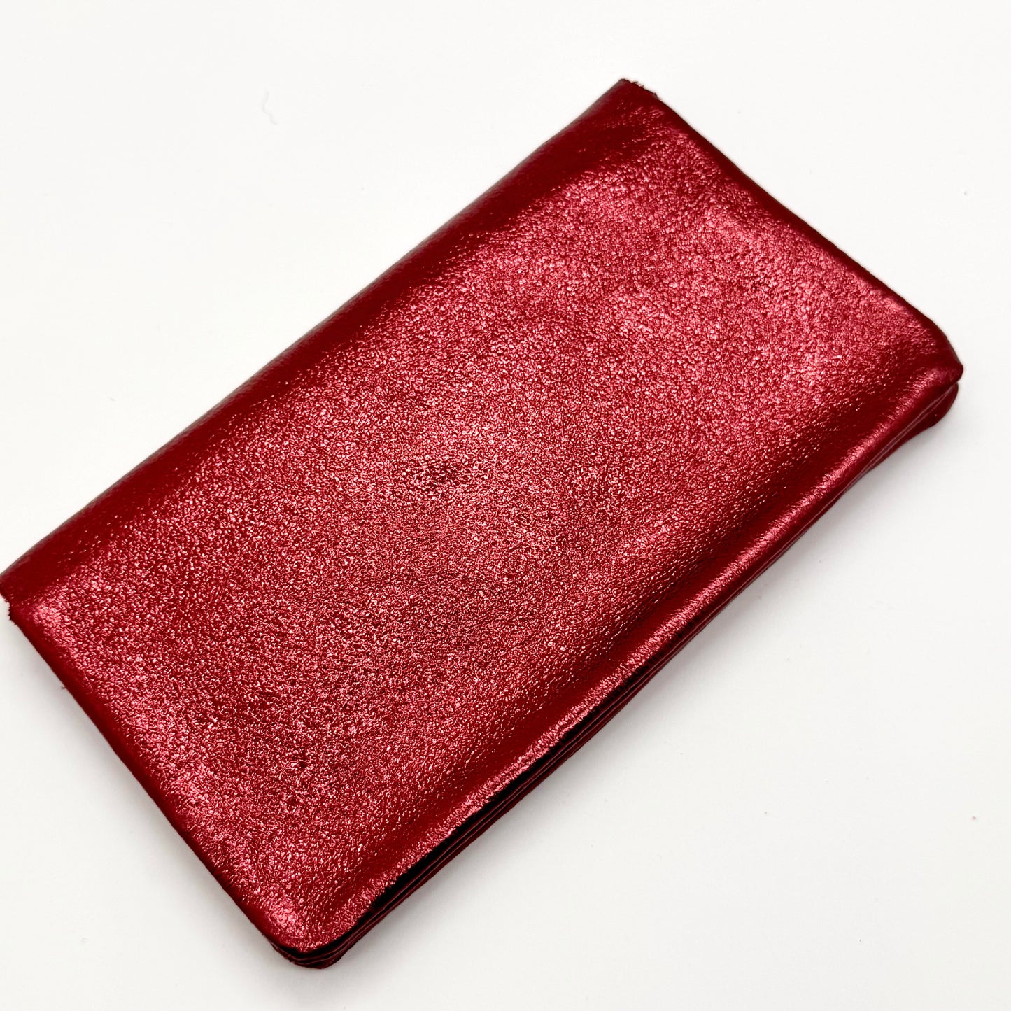 Porte-monnaie en cuir véritable irisé bordeaux