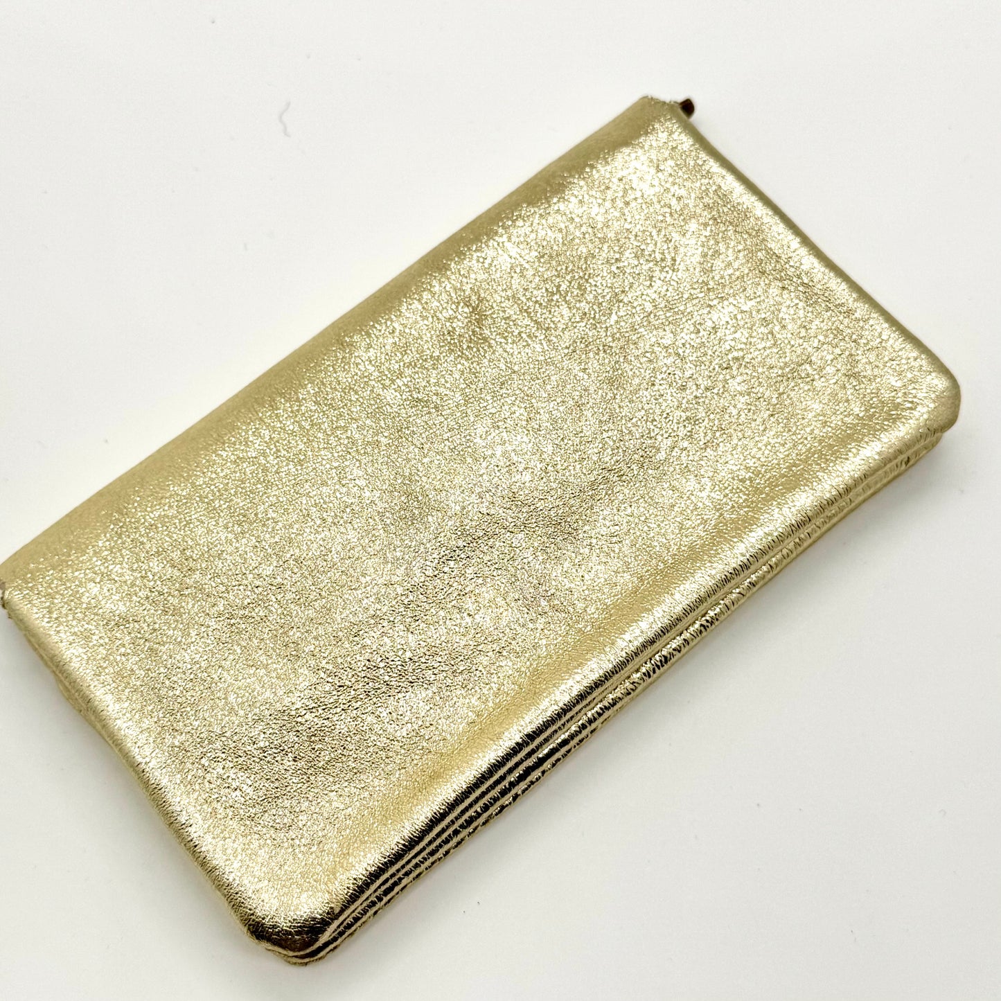 Porte-monnaie en cuir véritable irisé doré