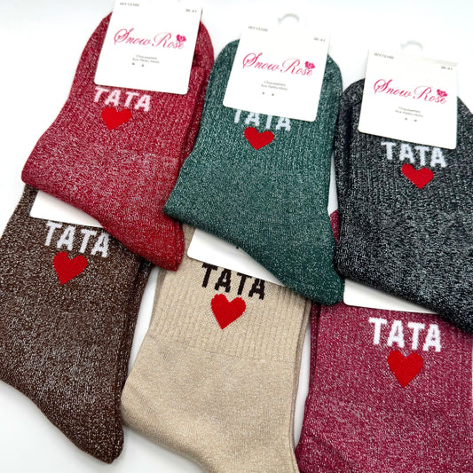 Chaussettes à Paillettes à Message "Tata ♥️ "