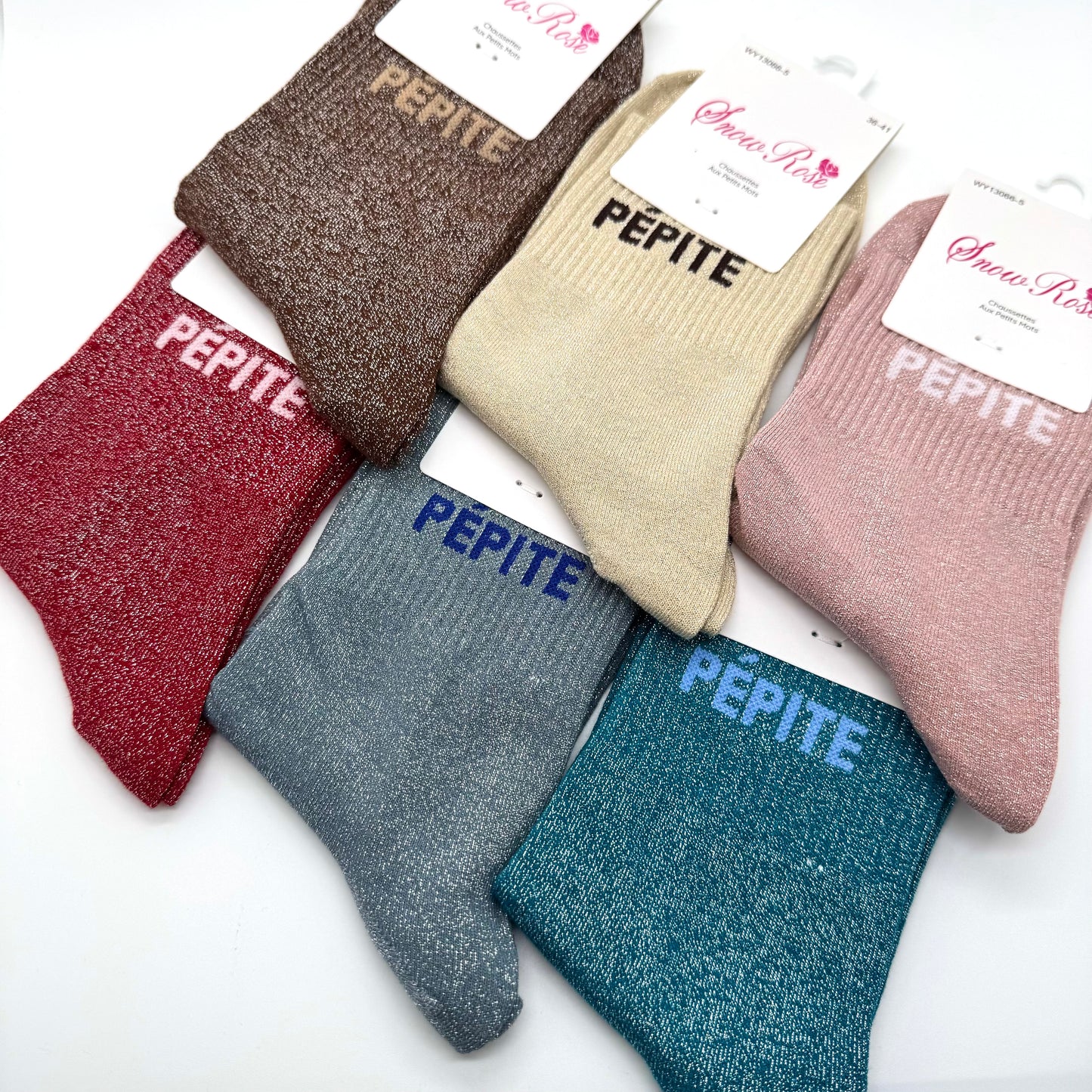 Chaussettes à Paillettes à Message " Pépite "