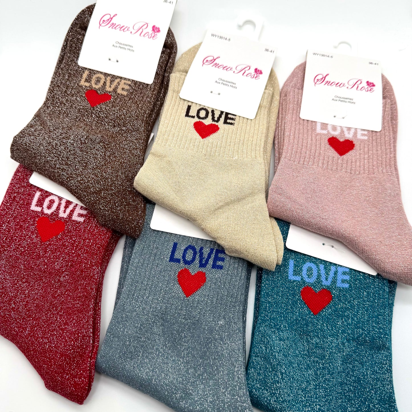 Chaussettes à Paillettes à Message " Love ♥️ "