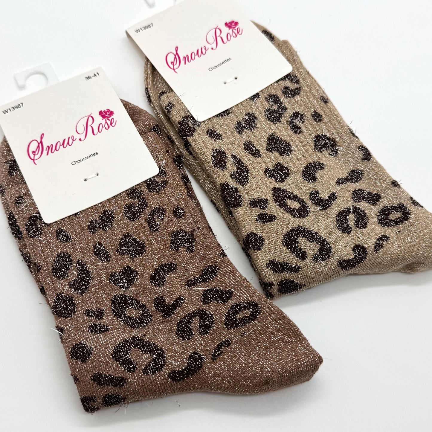 Chaussettes à Paillettes Léopard