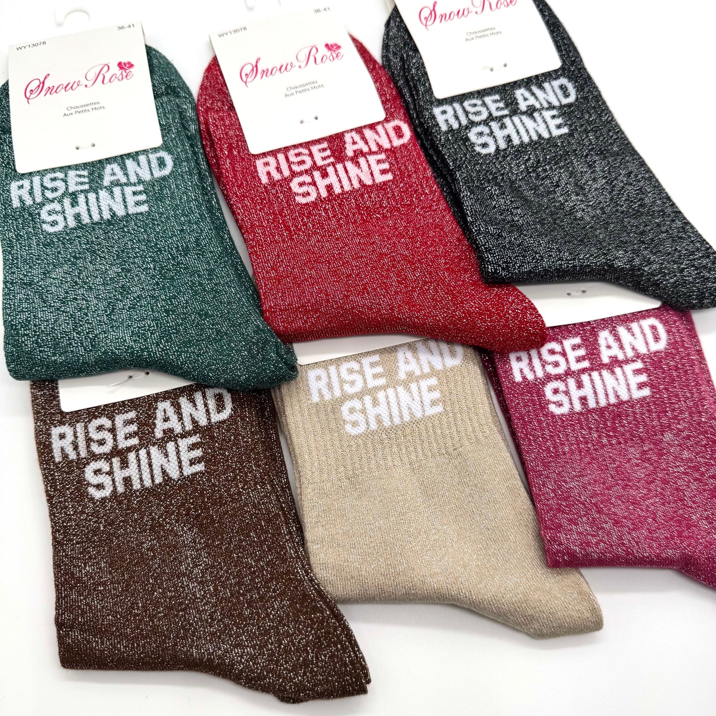 Chaussettes à Paillettes à Message " Rise And Shine "