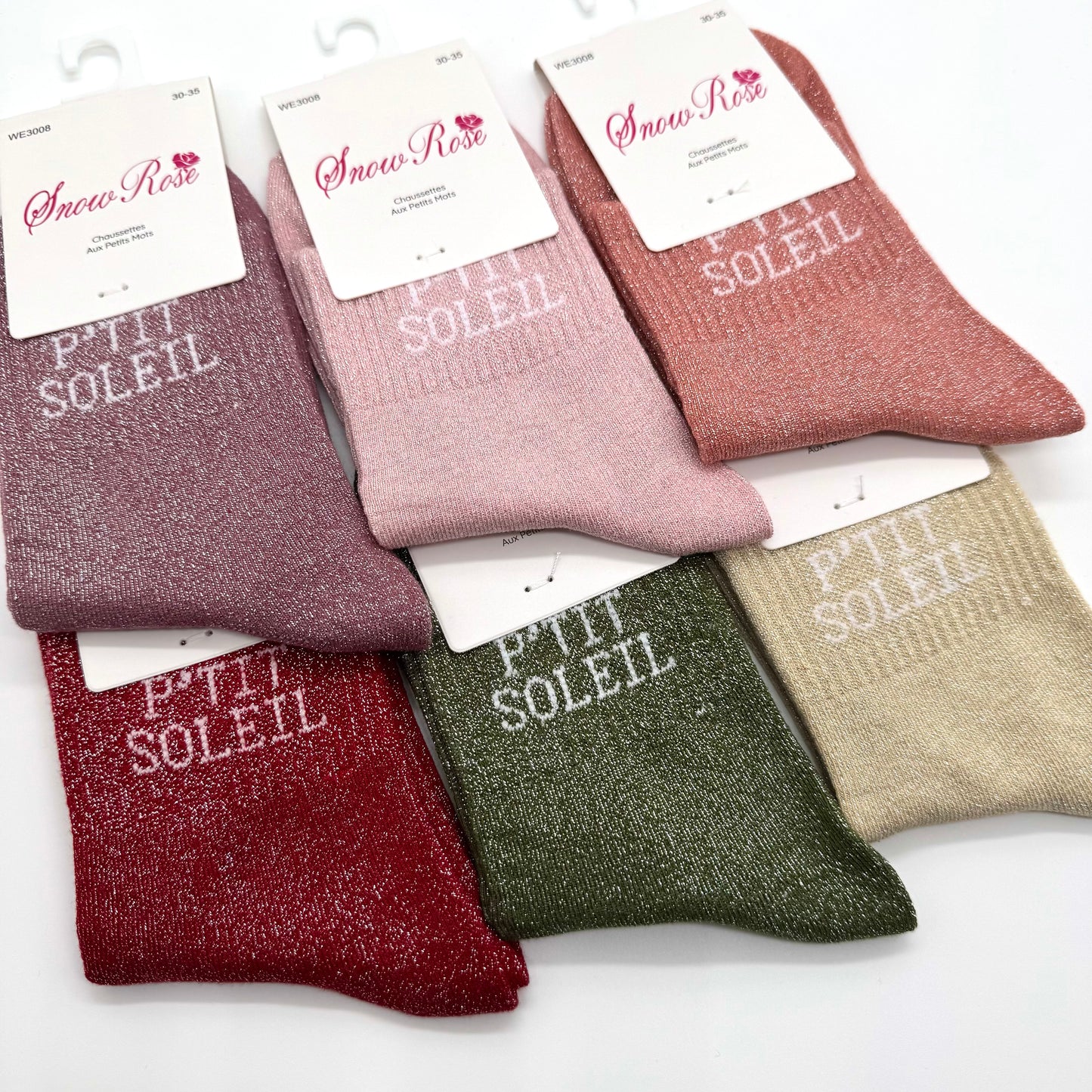 đ Chaussettes ENFANT Ă Paillettes Ă Message " P'tit Soleil "