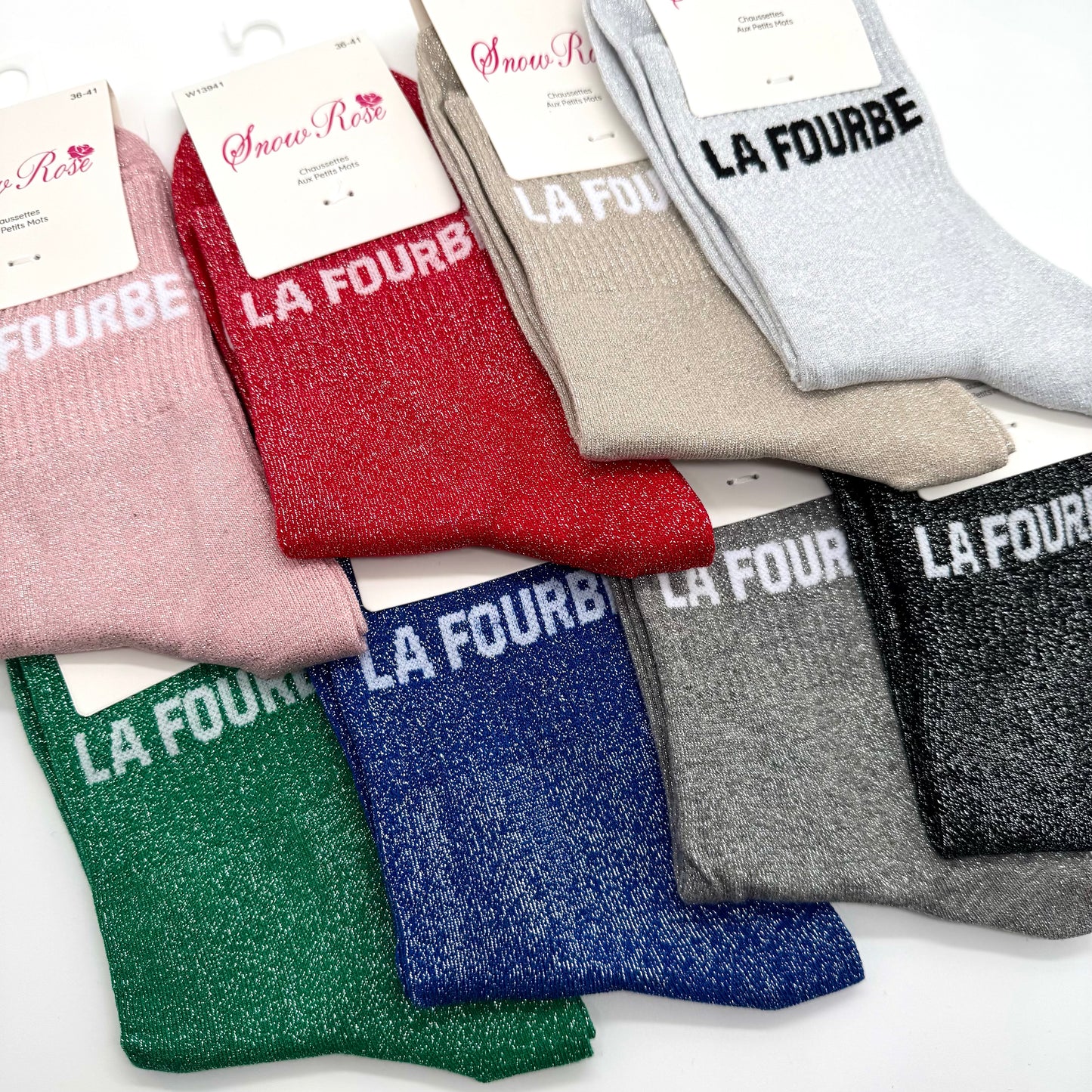 Chaussettes à Paillettes à Message "La Fourbe "