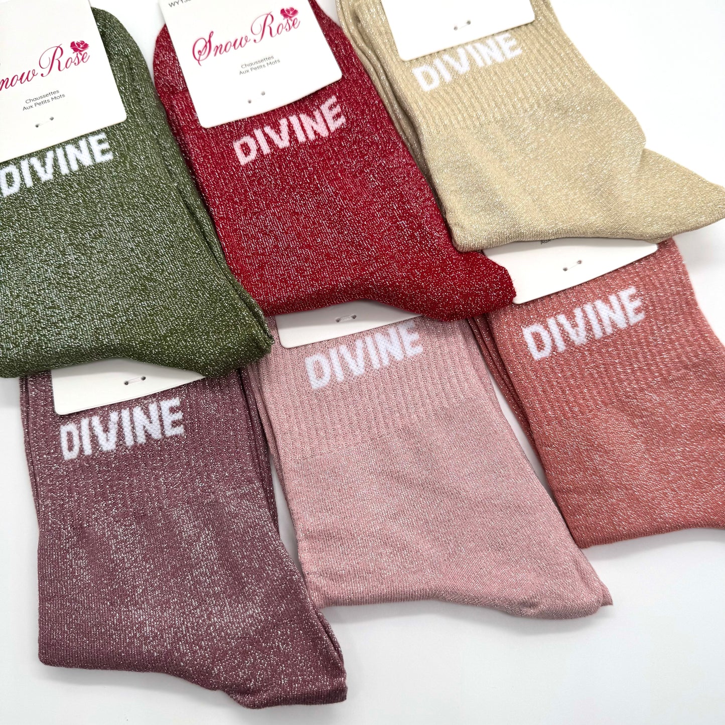 Chaussettes à Paillettes à Message " Divine "