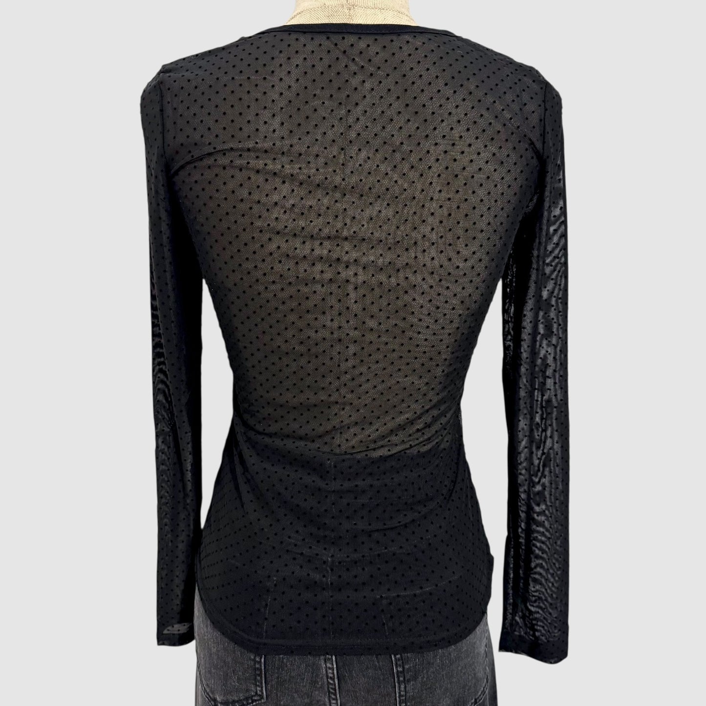 Top manches longues pois noir