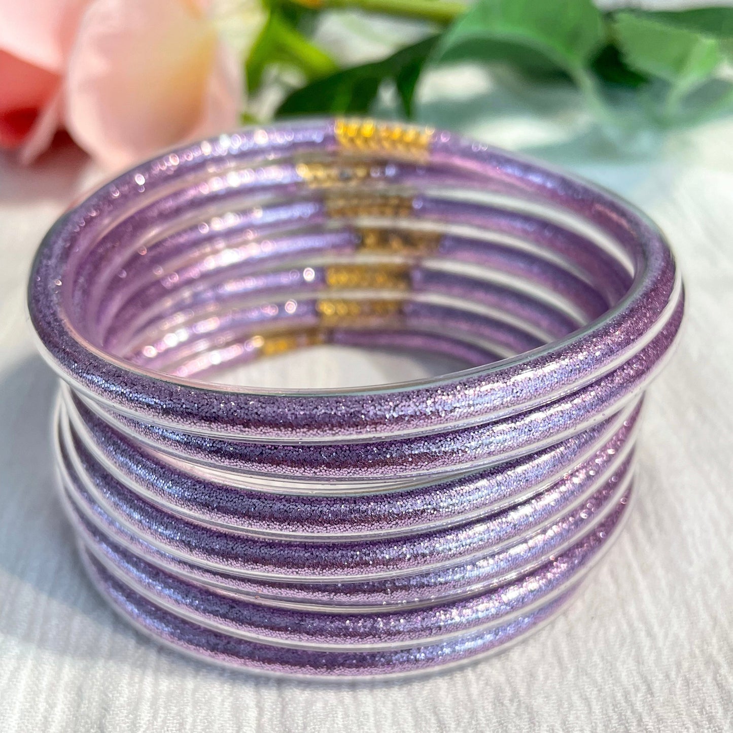 Jonc Bouddhiste Paillettes violet enfant