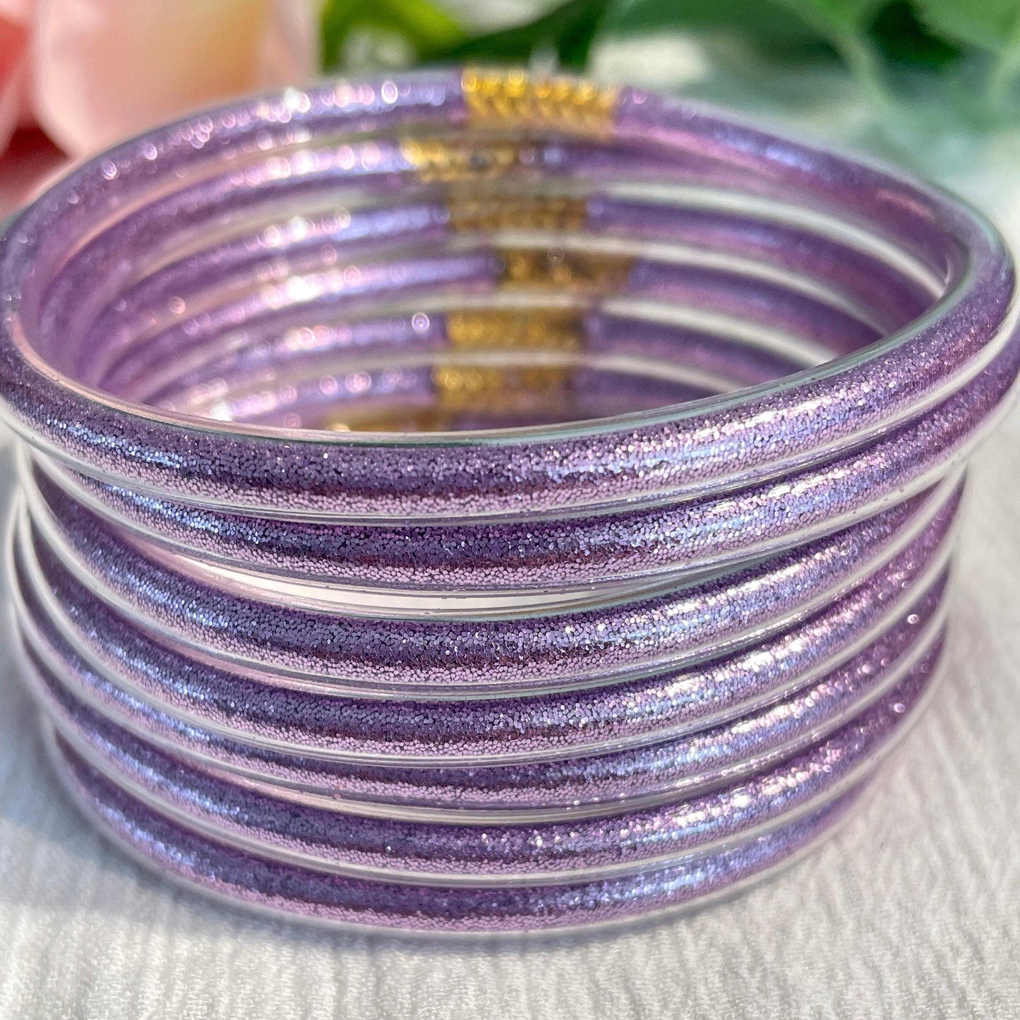 Jonc Bouddhiste Paillettes violet enfant