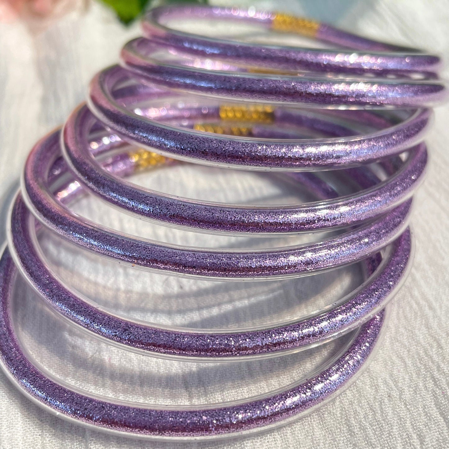 Jonc Bouddhiste Paillettes violet enfant