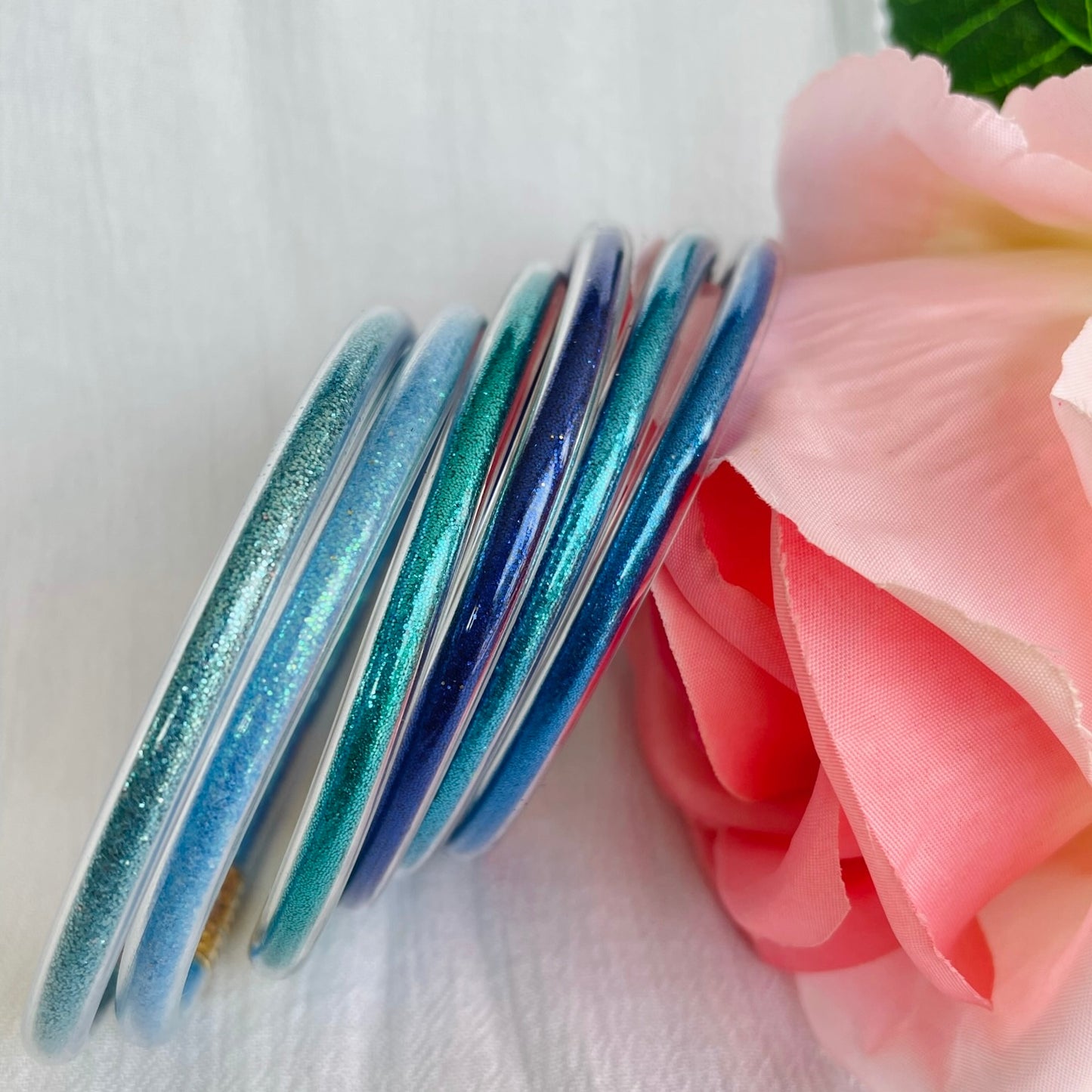 Jonc Bouddhiste Paillettes bleu